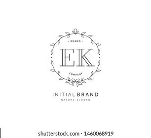 E K EKEK
E
 Beauty vector initial logo, handwriting logo of initial signature, wedding, fashion, jewerly, boutique, floral and botanical with creative template for any company or business.