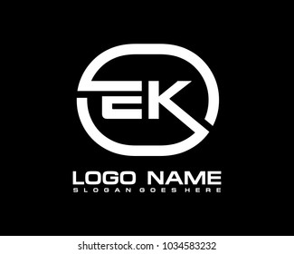 E K Initial circle logo template vector