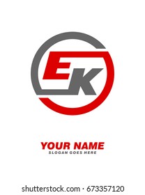 E K initial circle logo template vector