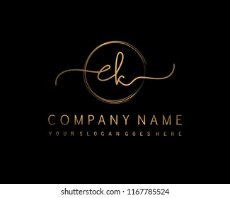 E K Initial handwriting logo vector