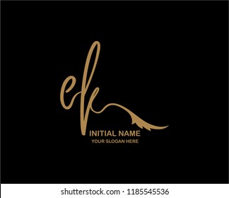 E K Initial Handwriting Logo Template