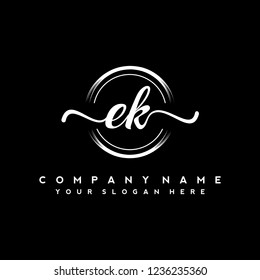 E K Initial handwriting logo vector