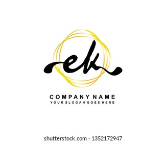 E K Initial Handwriting Logo Template