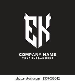 E K initial letter, modern logo design template vector