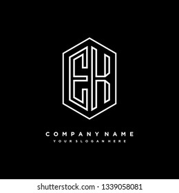 E K initial letter, modern logo design template vector