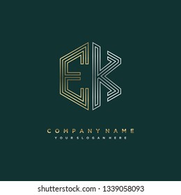 E K initial letter, modern logo design template vector