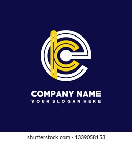 E K initial letter, modern logo design template vector