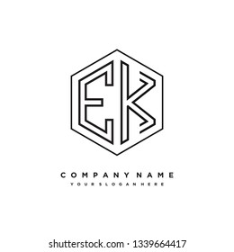 E K initial letter, modern logo design template vector 