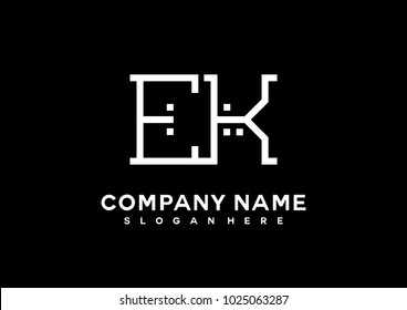 E K initial logo template vector