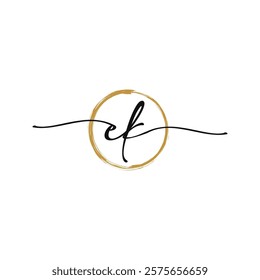 E K Initial Script Letter Beauty Logo Template