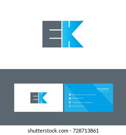 E K joint logo bold letter design with business card template