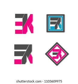 E and K letter icon logotype sign symbol illustration vector.with simple creative design.flat style.isolated background