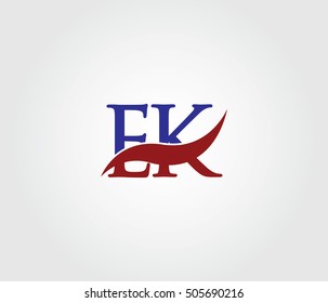 E and K Swoosh Initial Logo Vector