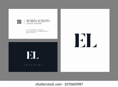E L, E & L Alphabet joint logo icon with business card vector template.
