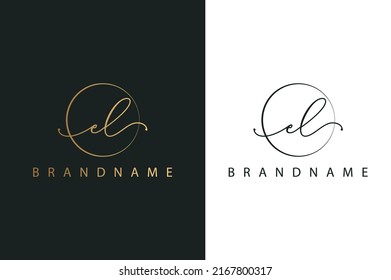 E L EL Hand Drawn Logo Of Initial Signature, Fashion, Jewelry, Photography, Boutique, Script, Wedding, Floral And Botanical Creative Vector Logo Template For Any Company Or Business.