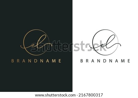 E L EL hand drawn logo of initial signature, fashion, jewelry, photography, boutique, script, wedding, floral and botanical creative vector logo template for any company or business. Stock fotó © 