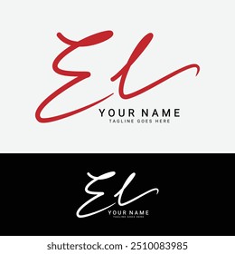 E, L, EL Logotipo da letra inicial. Alfabeto EL Logotipo de assinatura manuscrito