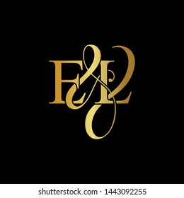 E & L / EL logo initial vector mark. Initial letter E & L EL luxury art vector mark logo, gold color on black background.