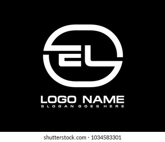 E L Initial circle logo template vector