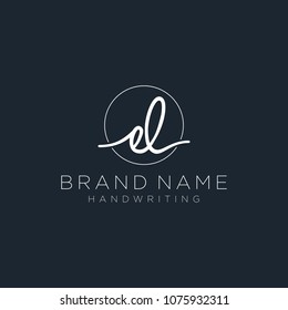 E L Initial handwriting logo template