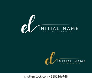 E L Initial handwriting logo vector. Hand lettering for designs.