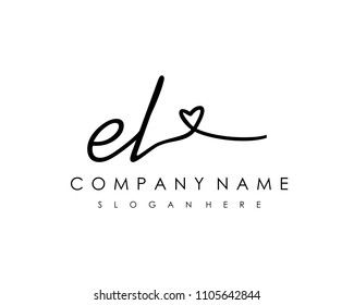 E L Initial handwriting logo vector