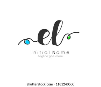 E L Initial handwriting logo vector template