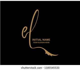 E L Initial Handwriting Logo Template