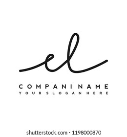 E L Initial handwriting logo vector