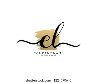 E L Initial handwriting logo vector