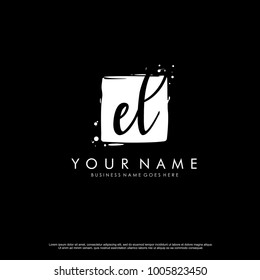 E L initial square logo template vector