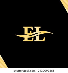 E L letter Logo Monogram golden luxury design typography vector of business initial name branding Logotype