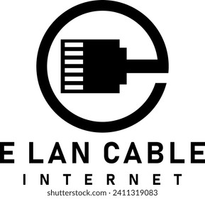 e lan internet cable logo design vector art