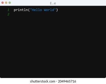 E Language Hello World Program Sample In Editor Window