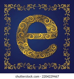 E Latter Art Using Custom Brush Art and Beautiful Arabic Mandala Frame Background