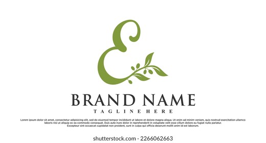 E latter logo design with nature beauty Premium Vector