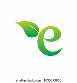 E leaf for Green energy logo icon