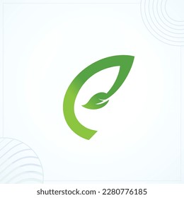 E leaf green letter Logo Template In Modern Creative Minimal Style Vector Design