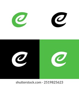 e leaf icon green and black logo