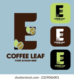 E-Blatt-Buchstaben-Logo-Design mit verschiedenen Farbreflexvorschlägen