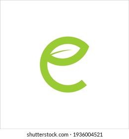 E leaf logo design vector sign