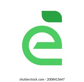 e leaf logo vector design template