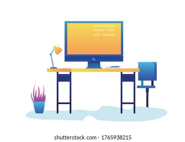 E- learning anywhere background. Modern illustration slider site page. background. Modern illustration slider site page. Web banner learn at home via the Internet. Home learning concept design vector.