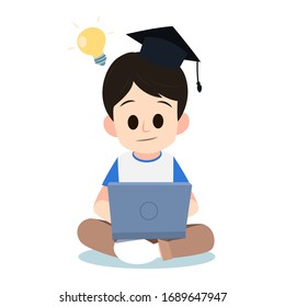 E learning cartoon. learning online. education online