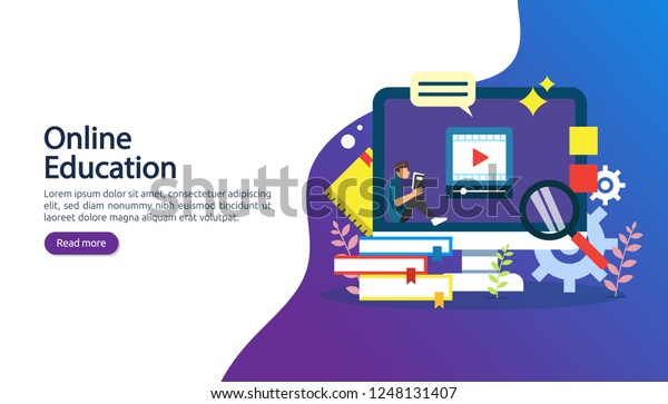 E Learning Concept Computer Book Tiny Stock Vector (Royalty Free ...