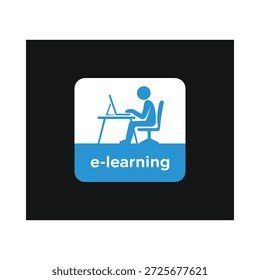 E learning concept with person sitting at desk using laptop computer