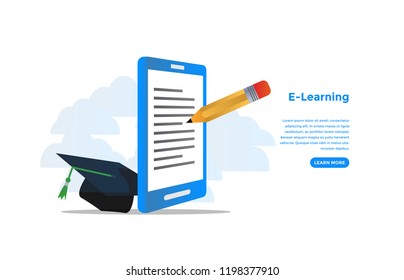 e learning concept. Ready to use vector illustration. Suitable for background, wallpaper, landing page, web, banner, card and other creative work.