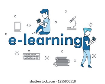 E Learning Couple Elements Stock Vector (royalty Free) 1255805518 