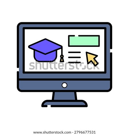 E learning course icon modern online education illustration