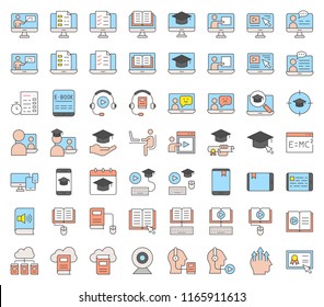 e learning and educated online icon set, filled icon editable stroke